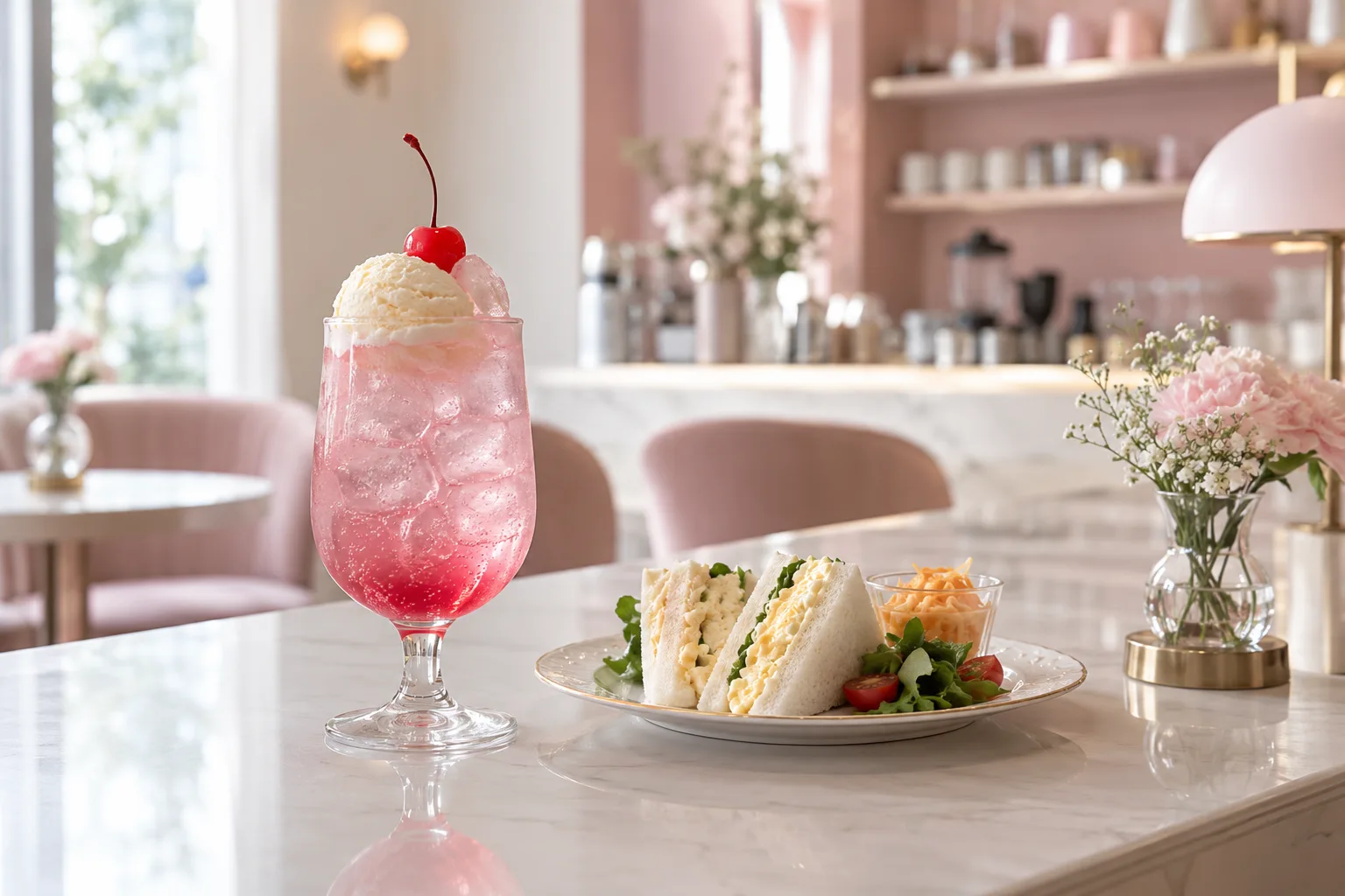 カフェで提供するドリンクと軽食のイメージ